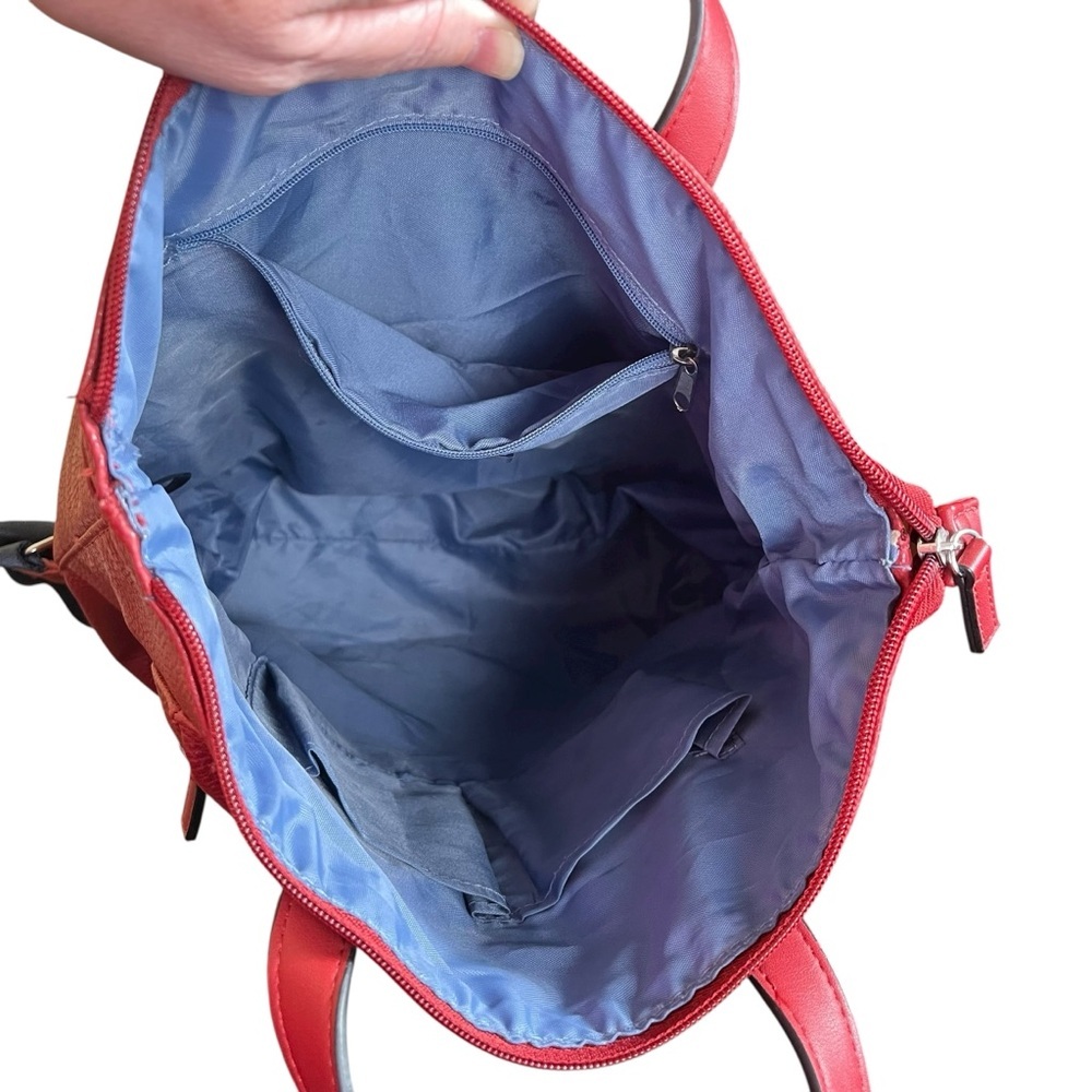 Nautica Backpack Red Faux Leather Cabin Fever Zip Top Bag Nautical Preppy - Picture 7 of 10